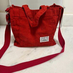 Letu Burnt Orange/Red Corduroy Crossbody Tote Bag